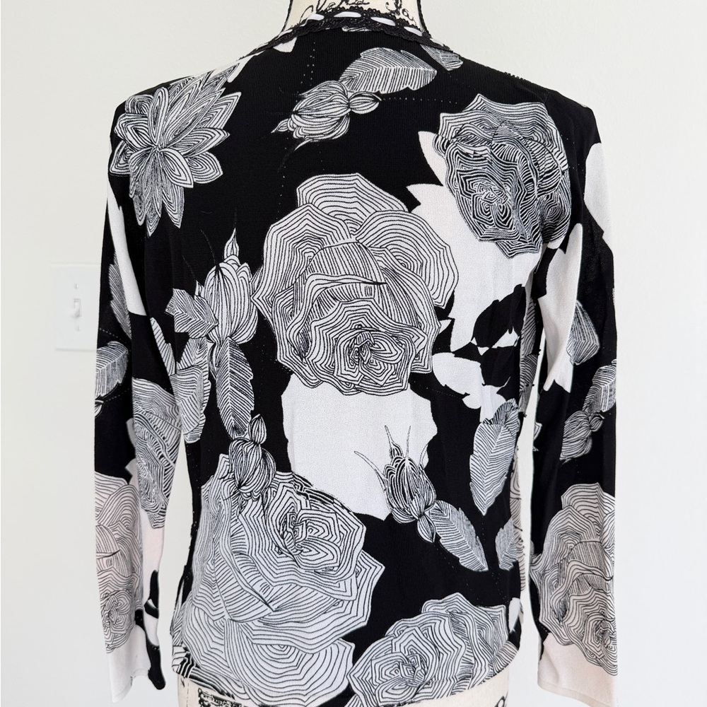 Alberto Makali Monochrome Floral Open Cardigan &‎ Tank Top Set Sz M Romantic - Picture 6 of 16